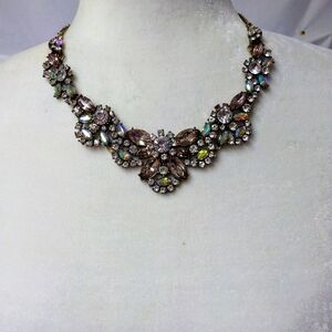 2 for $10 Gold tone, glass and rhinestone/acrylic stone statement necklace.